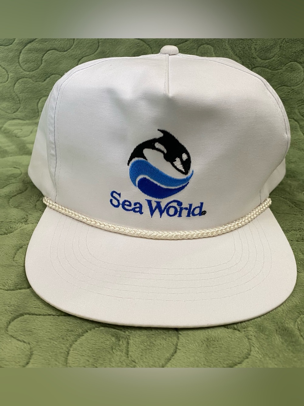 Vintage White Sea World Hat Rope Trucker Snapback Cap Seaworld, Orca